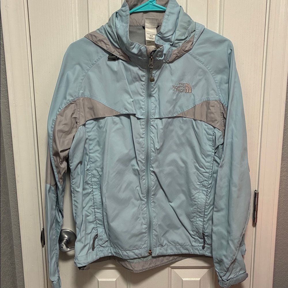 The North Face Sky Blue and Gray Windbreaker
